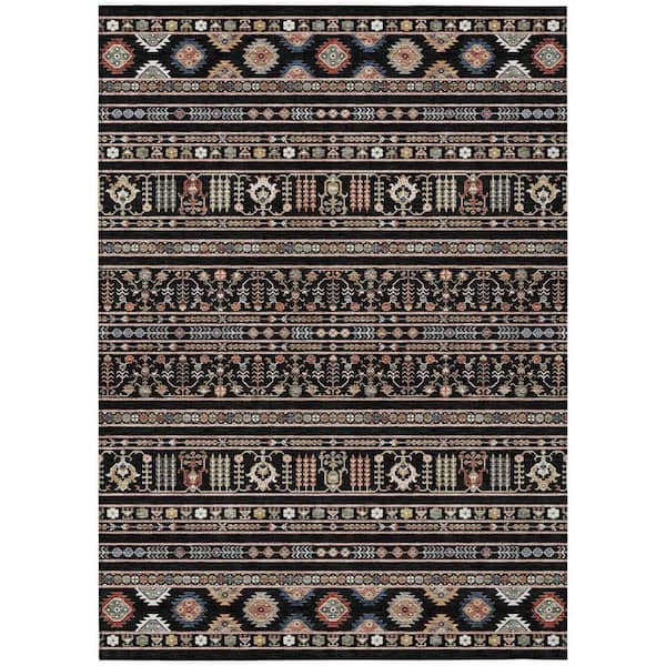 Chantille Machine Washable Indoor/Outdoor Abstract ACN2244 Black 3 ft. x 5 ft. Area Rug