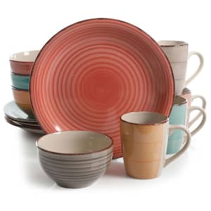 Color Vibes 12-Piece Casual Assorted Colors Stoneware Dinnerware Set (Service for 4)