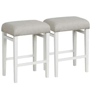 24.5 in. Gray Backless Wood Bar Stool Counter Height Kitchen Chairs with Wooden Legs (Set of 2)