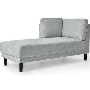 65 in. Gray Modern Fabric Chaise Lounge Couch for Bedroom (Left Armrest)
