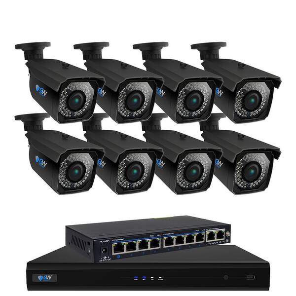 GW Security 8-Channel 5MP 2TB NVR Surveillance Security System with 8 PoE Wired IP Bullet Cameras 150 ft. Night Vision