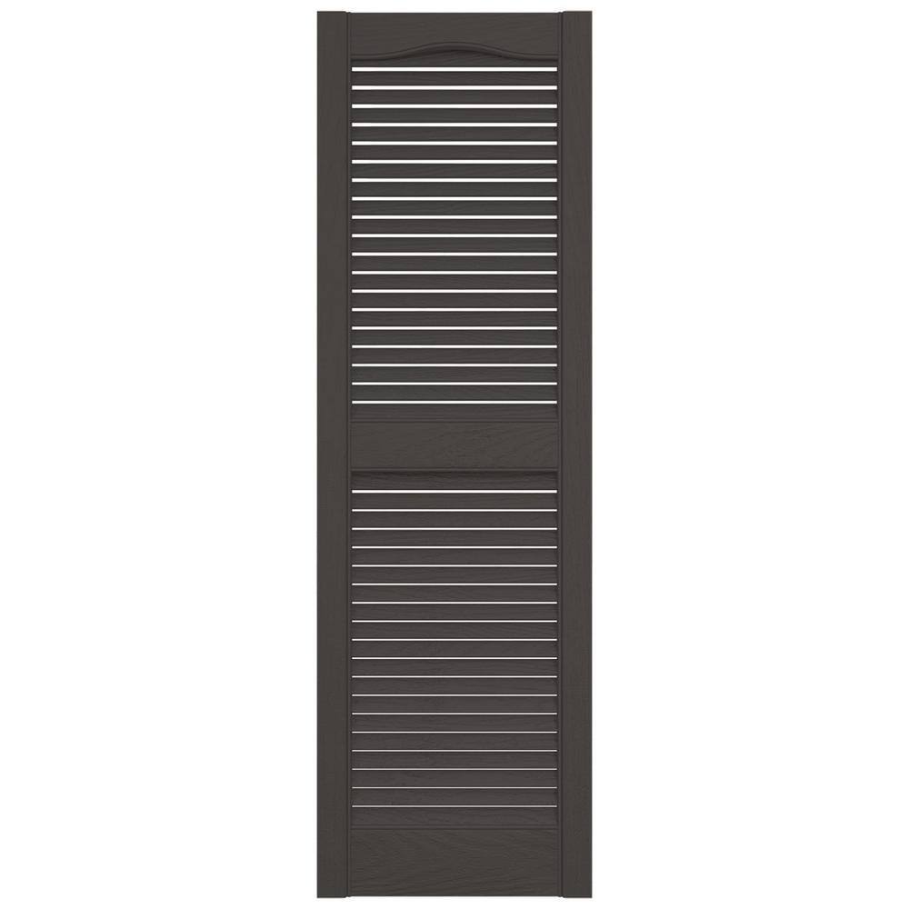 Tuxedo Gray 14.5" x 48" Louvered Vinyl Decorative Shutters