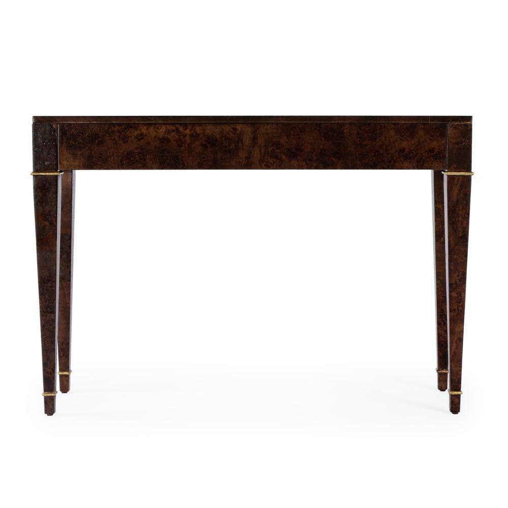 Kai 45" Dark Brown Burl Wood Console Table with Storage