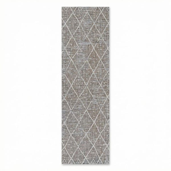 Charm Thicket Twig 2 ft. x 7 ft. Transitional Flatwoven Geometric Polypropylene Runner Indoor/Outdoor Area Rug