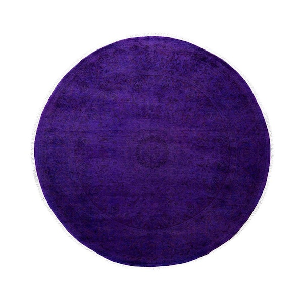 Overdyed Purple 7 ft. x 7 ft. Solid Wool Indoor Area Rug