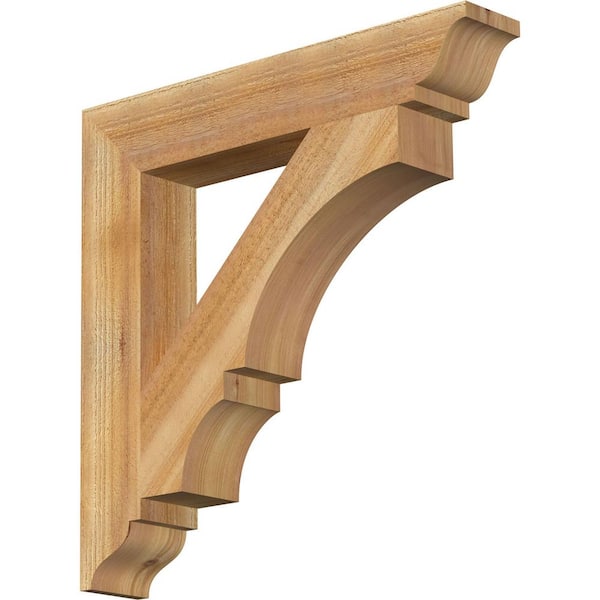 Ekena Millwork 4 in. x 24 in. x 24 in. Western Red Cedar Balboa Traditional Rough Sawn Bracket