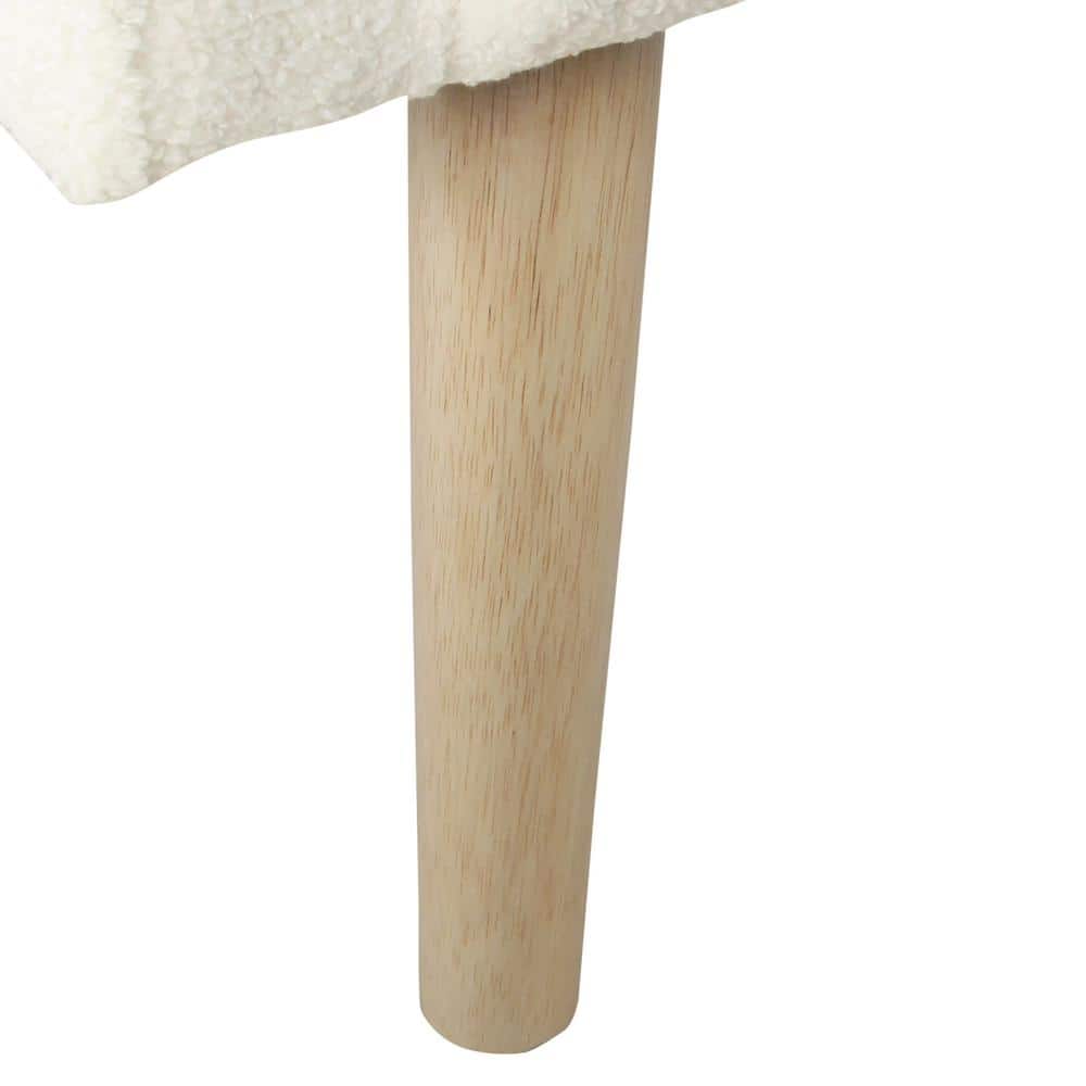 Cozy Sherpa Barrel Accent Chair in Soft Beige with Wooden Legs