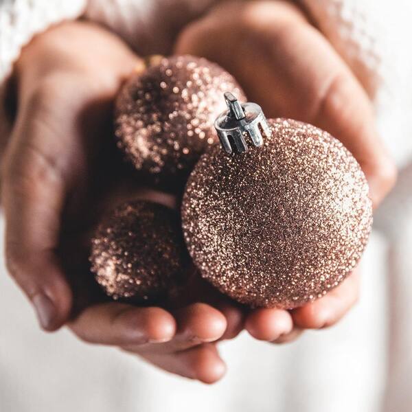 R N' D Toys 100 Rose Gold and White Gold Christmas Ornament Balls  Shatterproof Plus 100 Metal Ornament Hooks RD-129 - The Home Depot