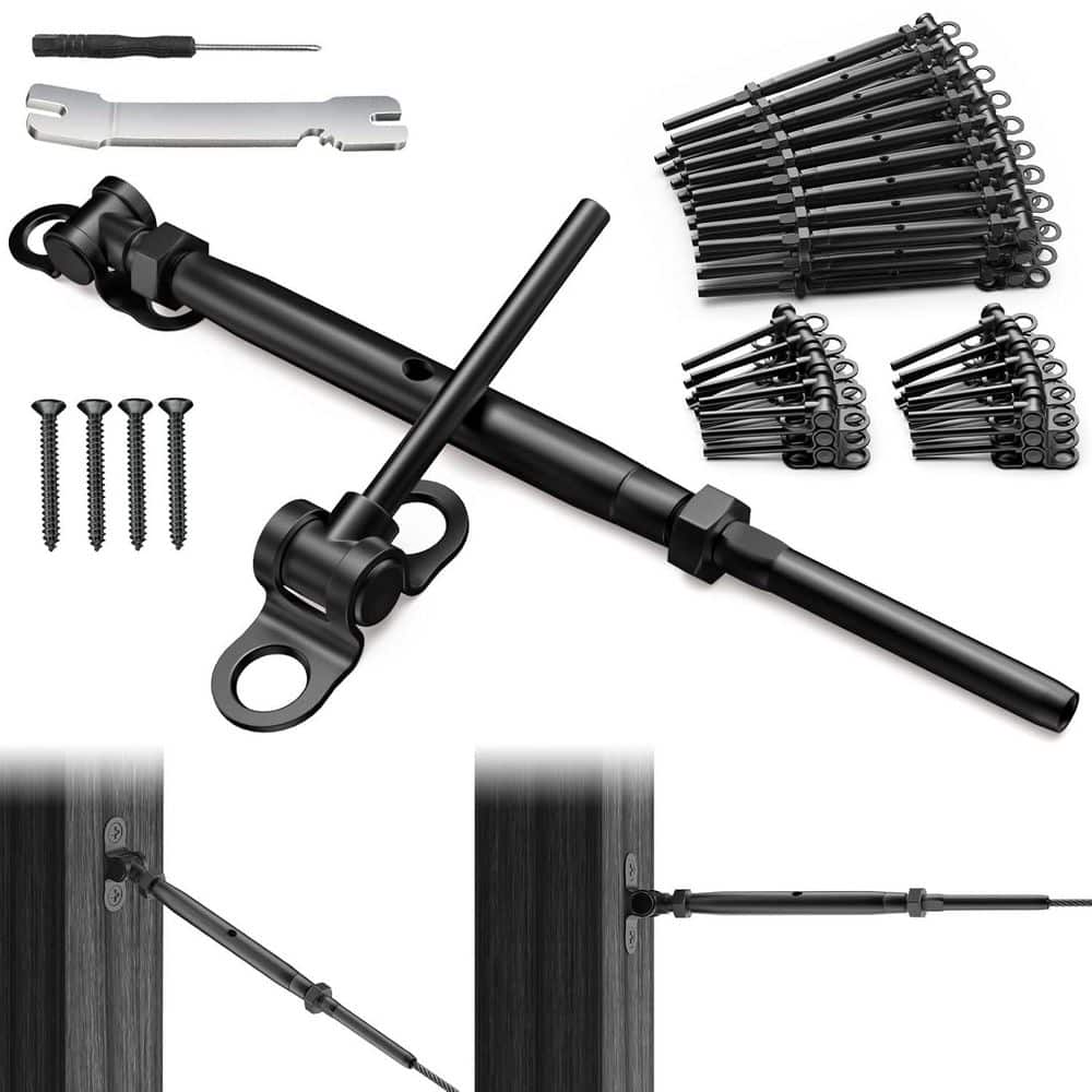 Black T316 Stainless Steel Adjustable Cable Railing Kit Swage Toggle Turnbuckle for Wood Posts (30-Pack) price history on PriceWatchPro