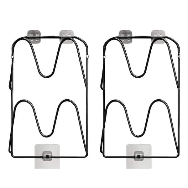 Black Pot Lid Organizer Drawer Organizer Wall Mounted Rustproof 4-Tier Holder for Cabinet Door 2 Pack