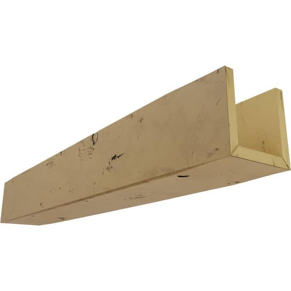Ekena Millwork 6 in. x 4 in. x 22 ft. 3-Sided (U-Beam) Knotty Pine Natural Golden Oak Faux Wood Ceiling Beam