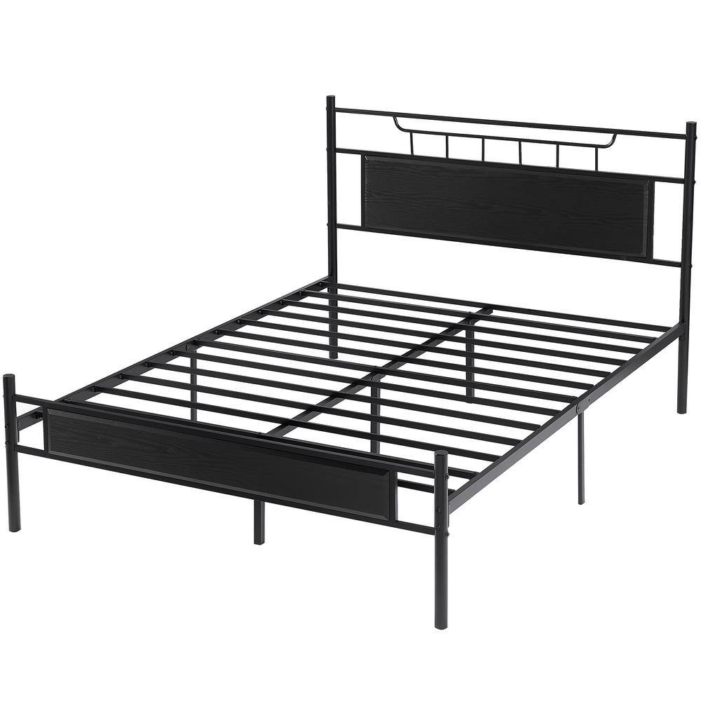 Peatuk Industrial Bed Frame, Black Metal Frame Queen Platform Bed with