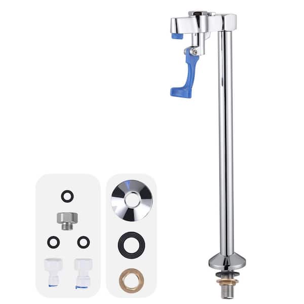 14 in. Deck Mounted Glass Beverage Faucet, Push-Back Glass Filling Station with 1/2 in. Male Inlet in Polished Chrome