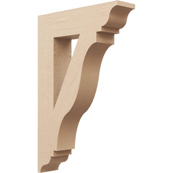 Ekena Millwork 5.5 in. x 36 in. x 24 in. Funston Traditional Rough Cedar Woodgrain Timberthane Polyurethane Bracket, Primed Tan