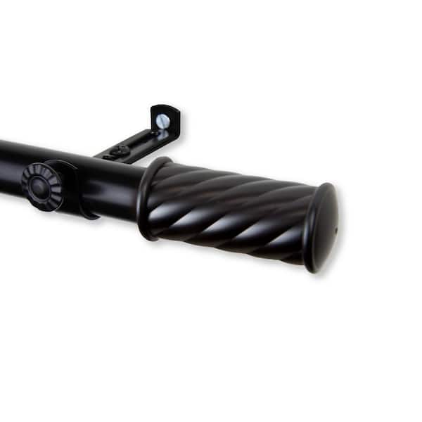 Rod Desyne Grip 48 in. - 84 in. Single Curtain Rod in Black