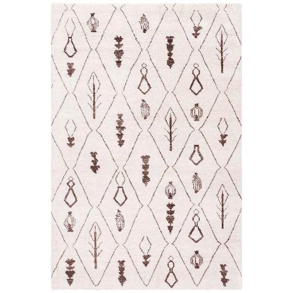 Moroccan 6 ft. x 9 ft. Beige/Brown Moroccan Tribal Diamond Area Rug