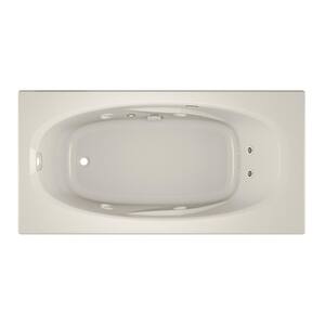 AMIGA 72 in. x 36 in. Acrylic Left-Hand Drain Rectangular Drop-In Whirlpool Bathtub with Heater in Oyster