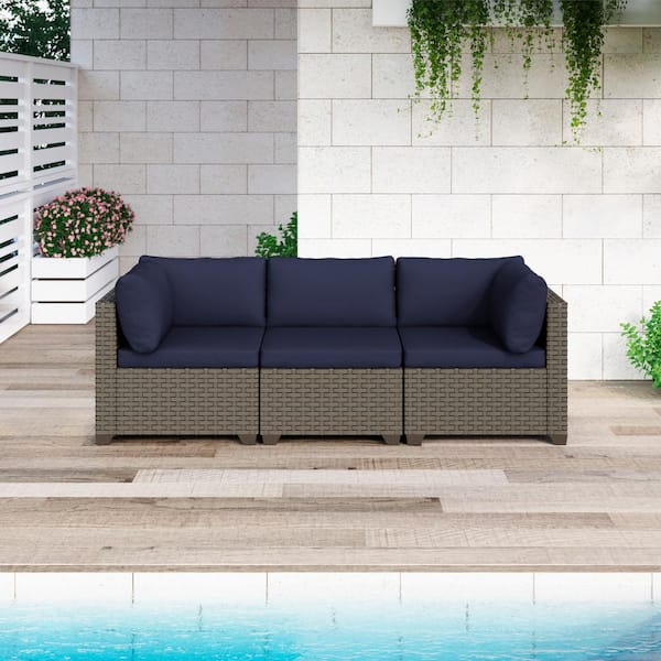 TK CLASSICS Keys Metal Outdoor Sectional Set with Cobalt Cushions 