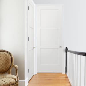 36 in. x 96 in. Birkdale White Paint Left-Hand Smooth Solid Core Molded Composite Single Prehung Interior Door