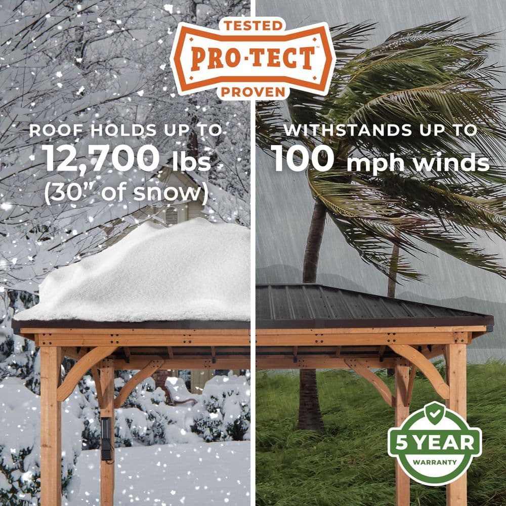 Barrington 20' x 12' Cedar Wood Gazebo with Steel Roof