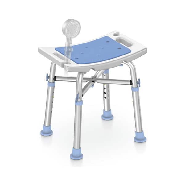 Shower Chair Adjustable with Arms and Back Bench Seat for Seniors and Disabled in Bath Tub 18 in. W Aluminum White/Blue