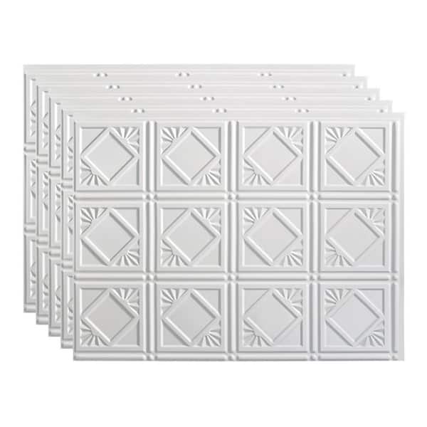 Fasade 18 in. x 24 in. Traditional # 4 Vinyl Backsplash Panel in Gloss White (Pack of 5)