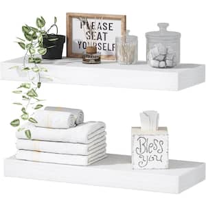 15.7 in. W x 6.7 in. D White Floating Decorative Wall Shelf (set of 2)