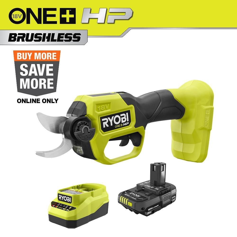 RYOBI ONE+ HP 18V Brushless Cordless Pruner with 2.0 Ah Battery and Charger