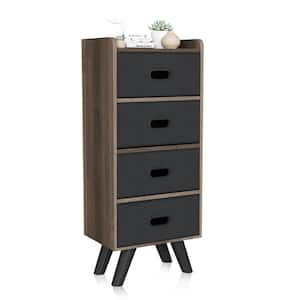 4-Drawer Brown and Black Chest of Drawers Fabric Dresser Storage Tower (15.7 in. W x 37.8 in. H)