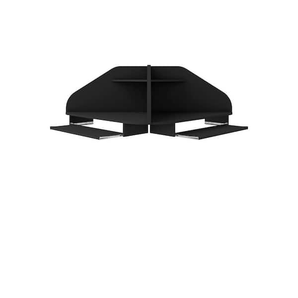 Manhattan Comfort Bradley Black Floating 2-Piece Cubicle Section Desk with Keyboard Shelf