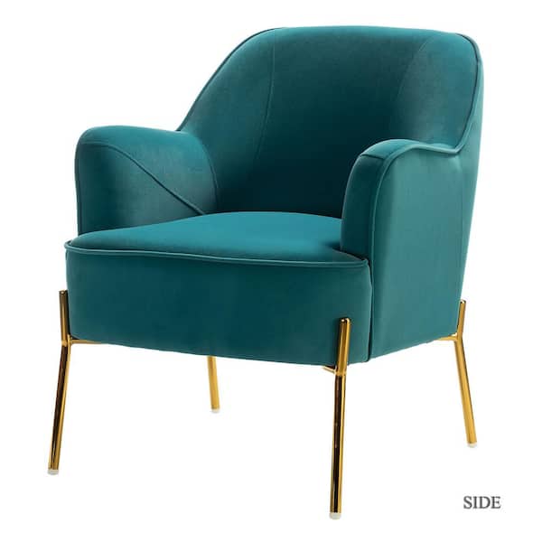 JAYDEN CREATION Nora Modern Blue Velvet Accent Chair with Gold Metal Legs