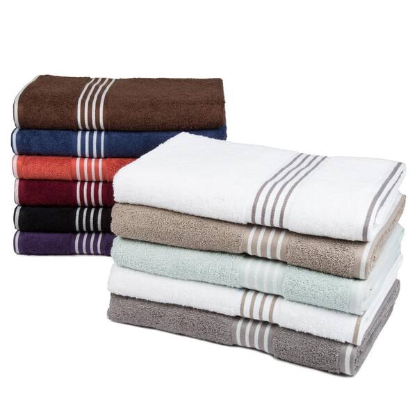 Lavish Home 8 Piece 100% Cotton Plush Bath Towel Set - Taupe  27.5x57.25x0.25