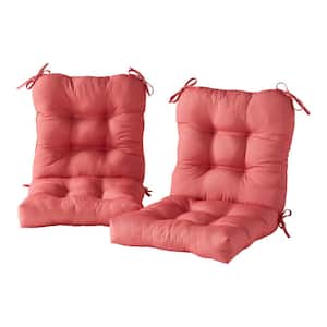 21 in. W x 42 in. H Outdoor Dining Chair Cushion in Solid Coral (2-Pack)