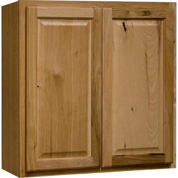 Hampton Bay Hampton 30 in. W x 12 in. D x 30 in. H Assembled Wall Kitchen Cabinet in Natural Hickory