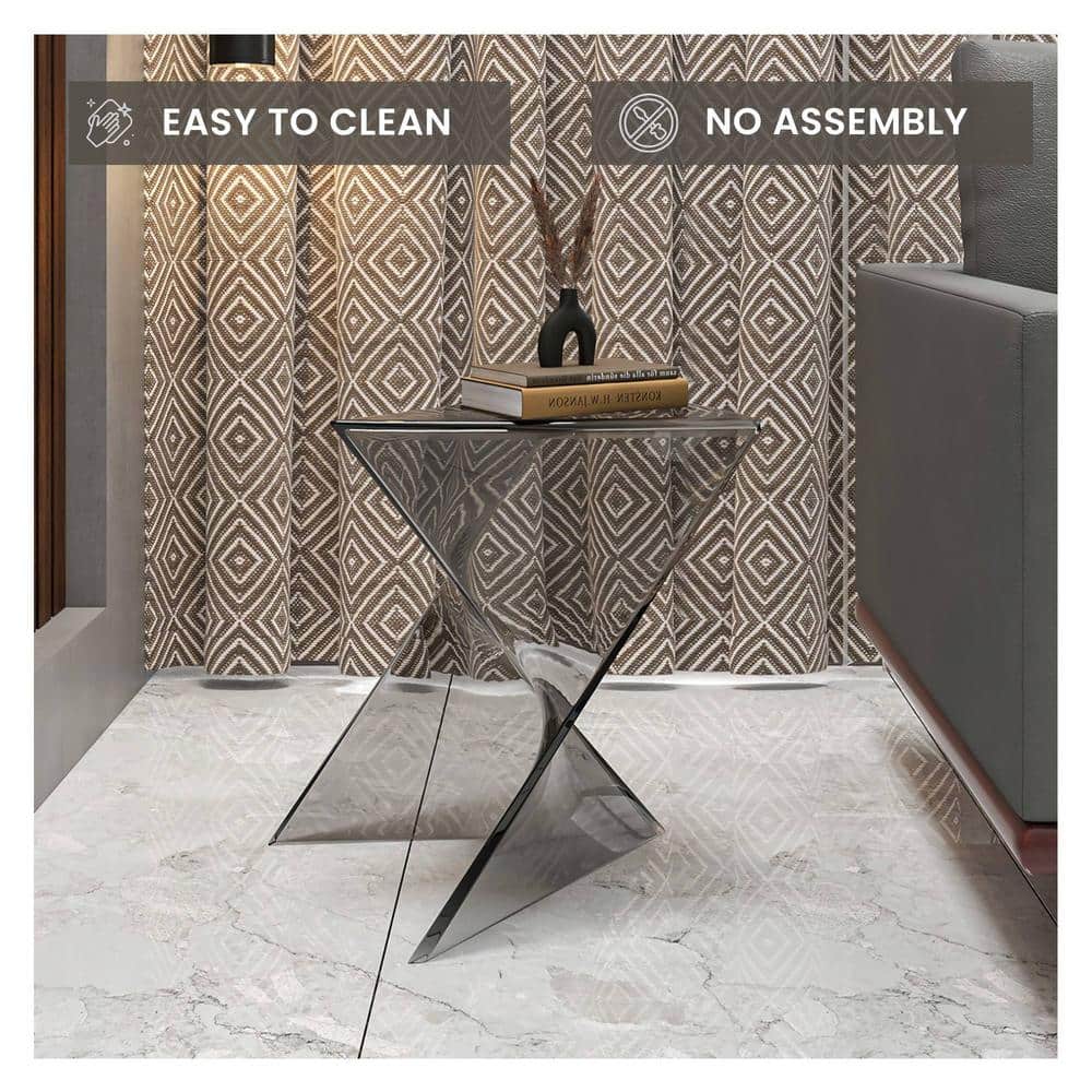 Randolph 15.75" Smoke Gray Plastic Triangular Accent Side Table