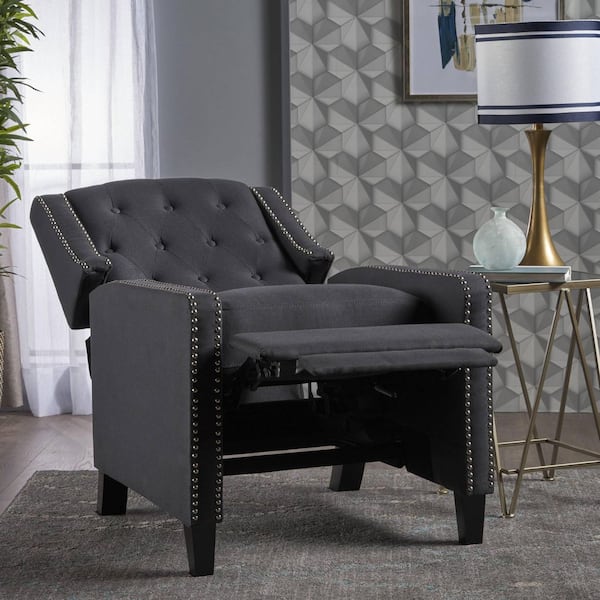 Dark Gray Fabric Standard Recliner with Adjustable Backrest