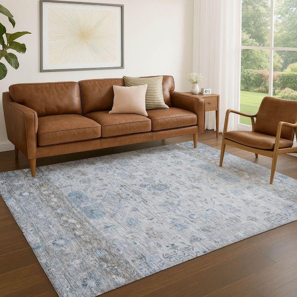 Chantille Machine Washable Indoor/Outdoor Abstract ACN2323 Sky 10 ft. x 14 ft. Area Rug