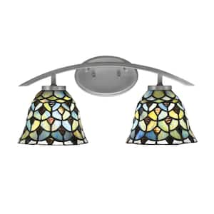 Siena 18.25 in. 2 Light Vanity Light Graphite with Crescent Art Glass Shades