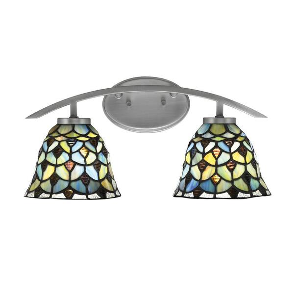 Unbranded Siena 18.25 in. 2-Light Vanity Light Graphite with Crescent Art Glass Shades