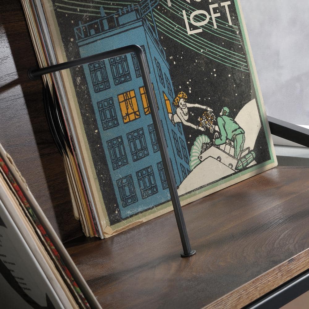 Grand Walnut and Black Metal Accent Storage Cabinet