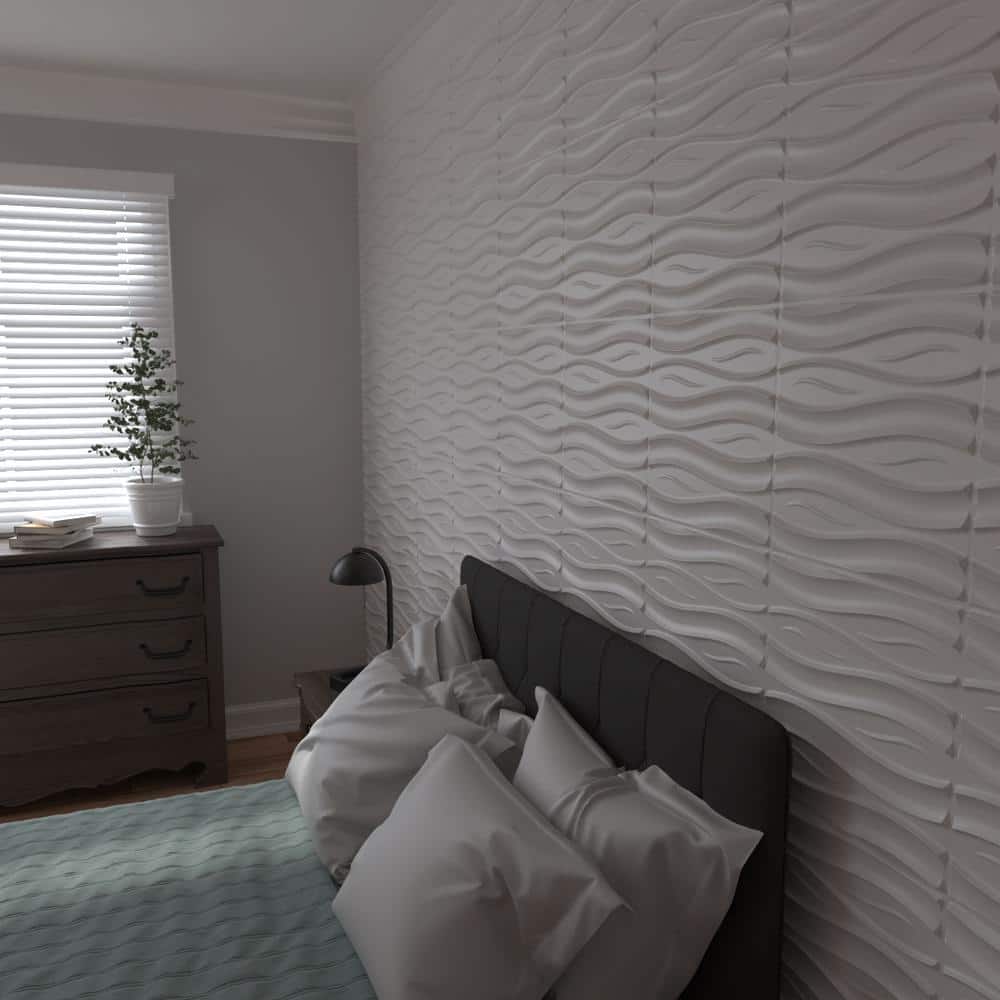 White Textured PVC 3D Decorative Wall Panel 19.63" x 19.63"