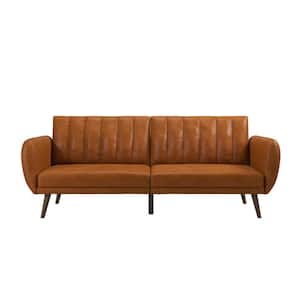 Brittany Camel Faux Leather Convertible Futon