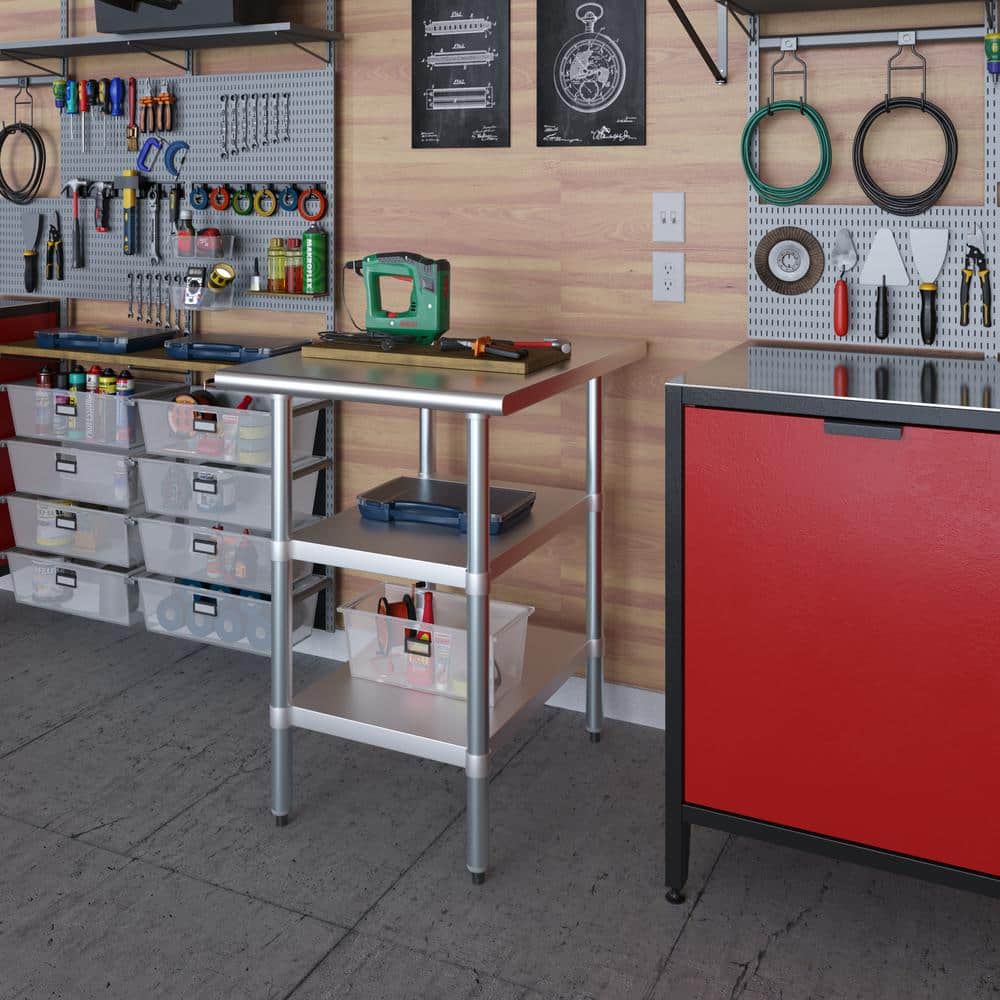 30" x 24" Stainless Steel Utility Table with Two Shelves