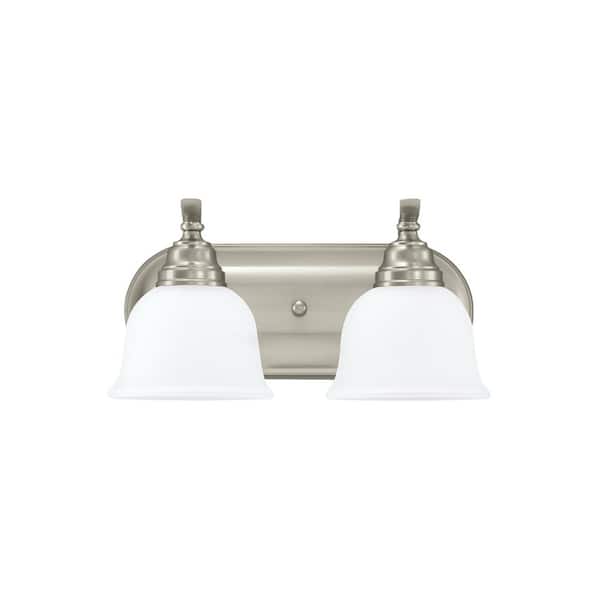 Generation Lighting Wheaton 2-Light Brushed Nickel Bath Light with LED Bulbs