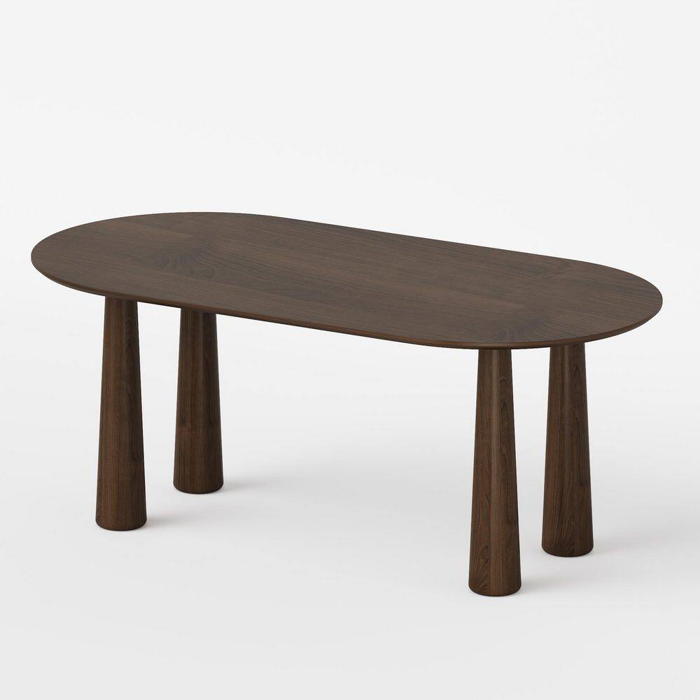 Oval Walnut Solid Wood 79 in. Kitchen Tables 4 Legs Dining Table Seats 8