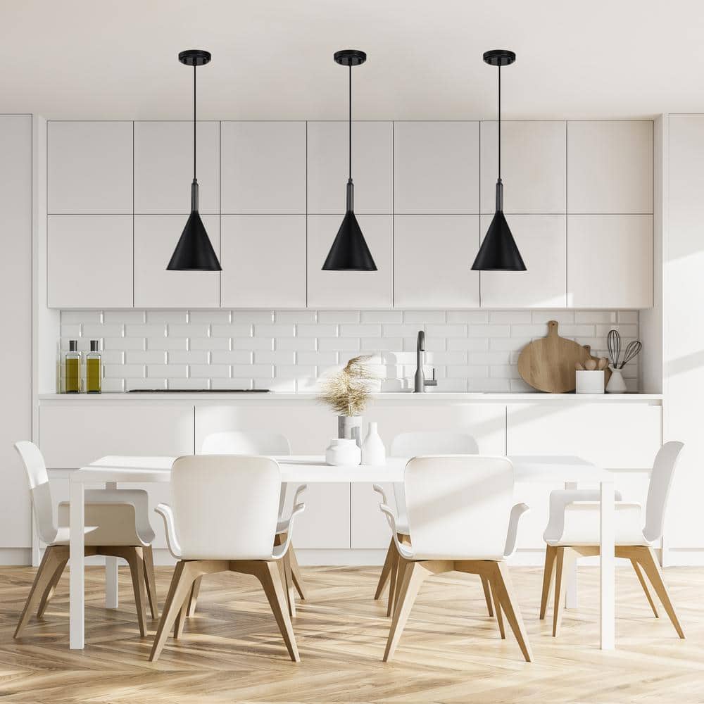 Black Metal Cone Shade Mini Pendant Light