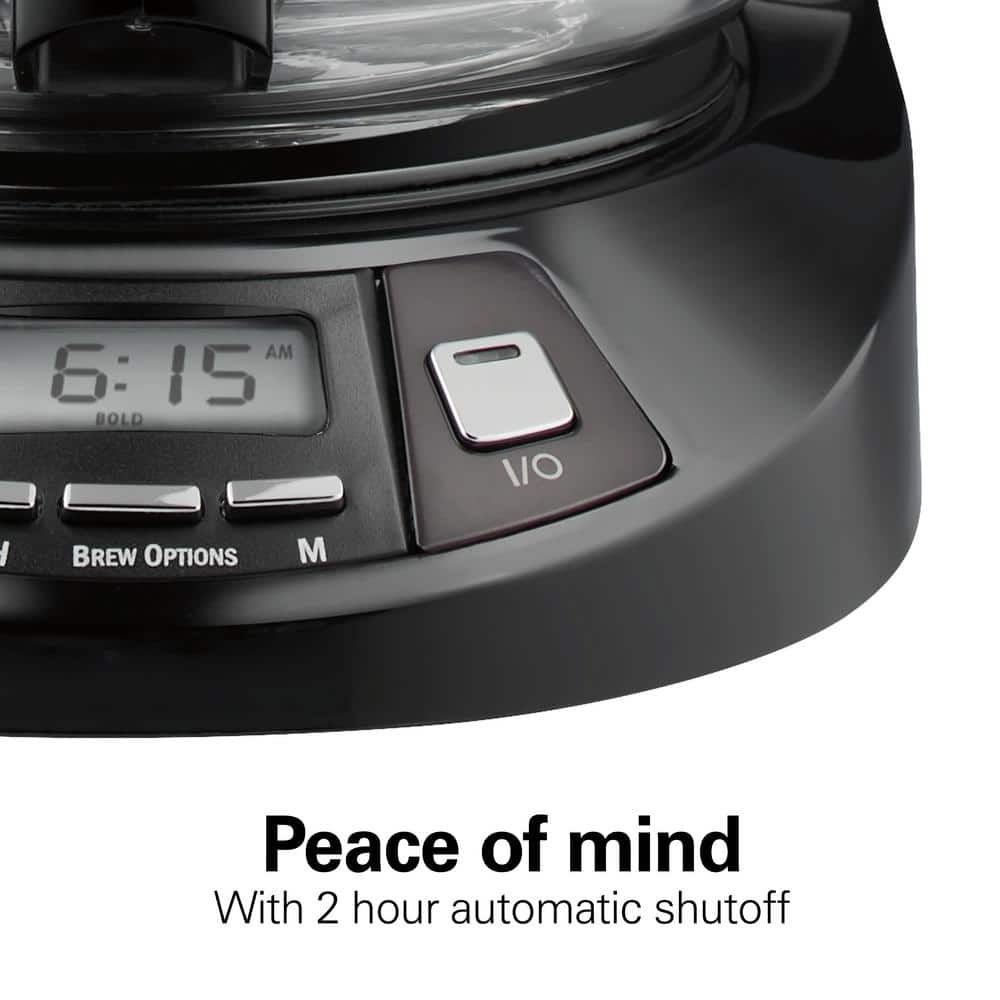 12-Cup Black Stainless Steel Programmable Drip Coffee Maker