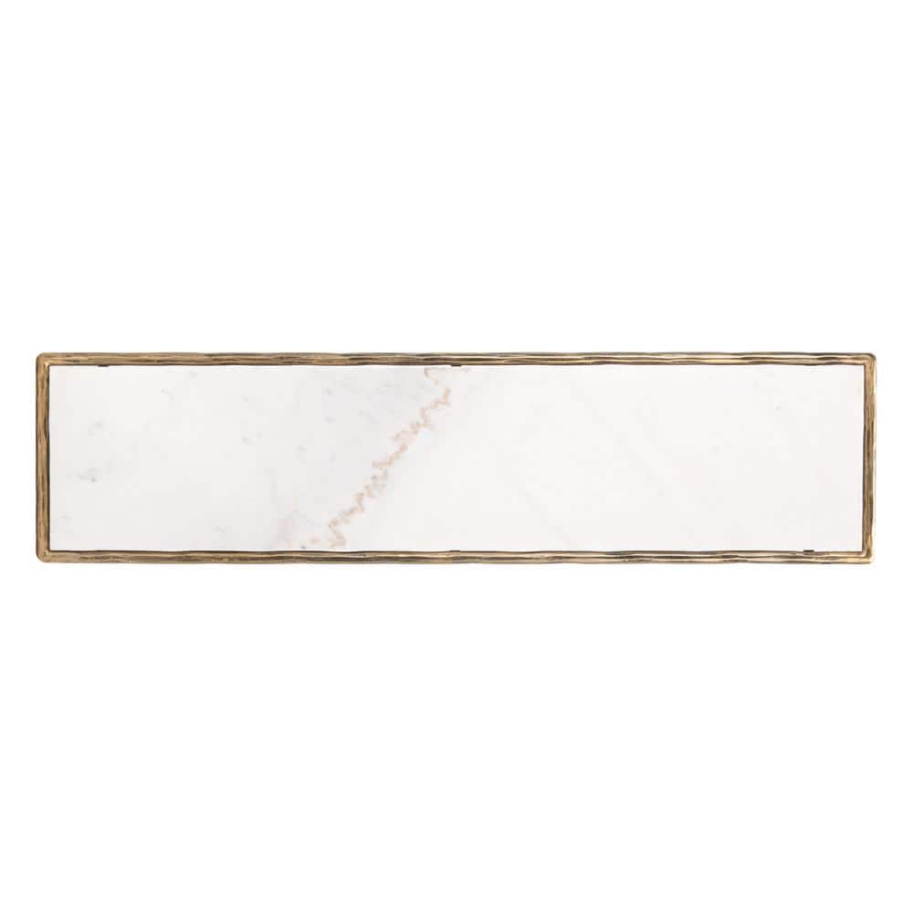 Evelynn Aristocratic Airy Glamour 48'' Brass & White Marble Console Table