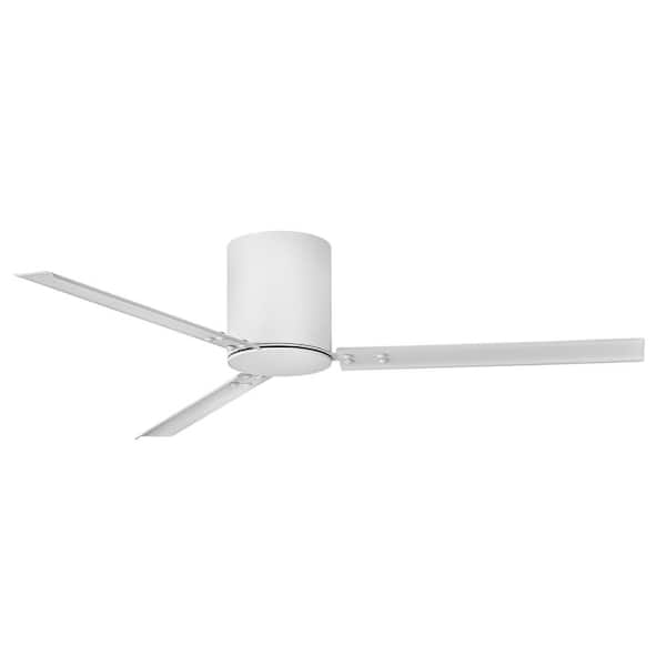 HINKLEY Indy Flush 58.0 in. Indoor/Outdoor Matte White Ceiling Fan with Remote Control