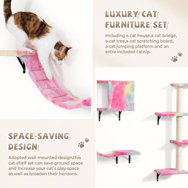 COZIWOW Cat Shelves Wall-Mounted Cat Tree Climber Set Scratcher (5